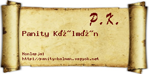 Panity Kálmán névjegykártya